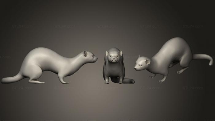 Статуэтки животных (Хорек, STKJ_0948) 3D модель для ЧПУ станка